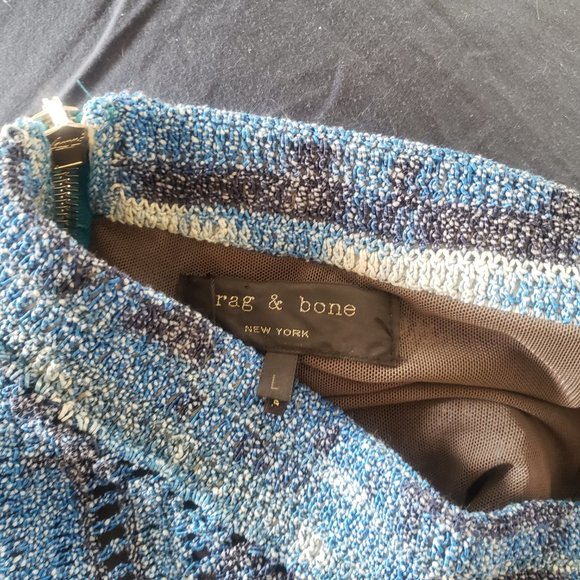 Rag & Bone Jasmin Blue Crochet Mosaic Skirt  - Size L - Picture 8 of 11